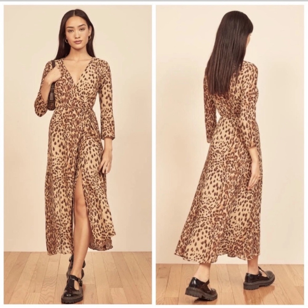 NWT Reformation Animal Print 
Alessandra Wrap Dress Sz XS